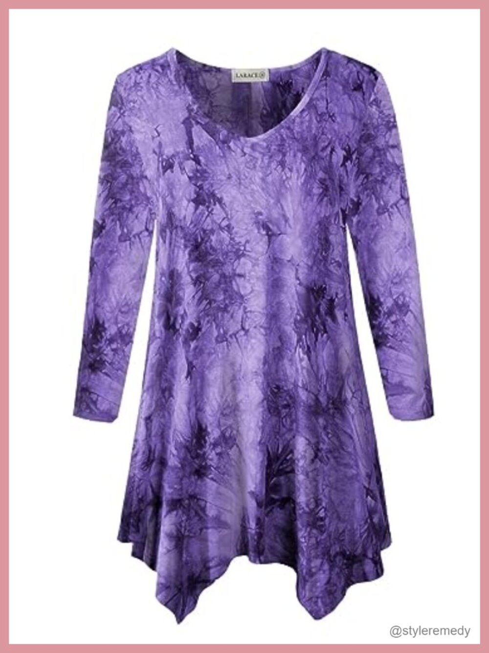Plus Size V-Neck 3/4 Sleeve Asymmetrical Tunic Top